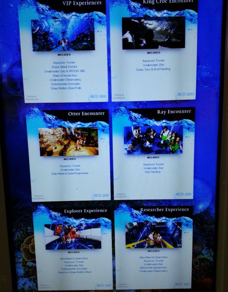 Цены на посещение аквариума в Дубае